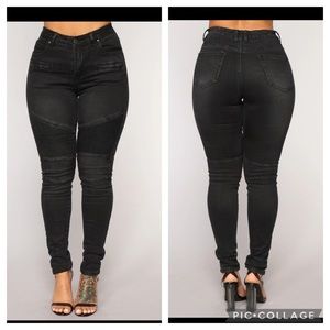 Dark Wash Moto Jeans